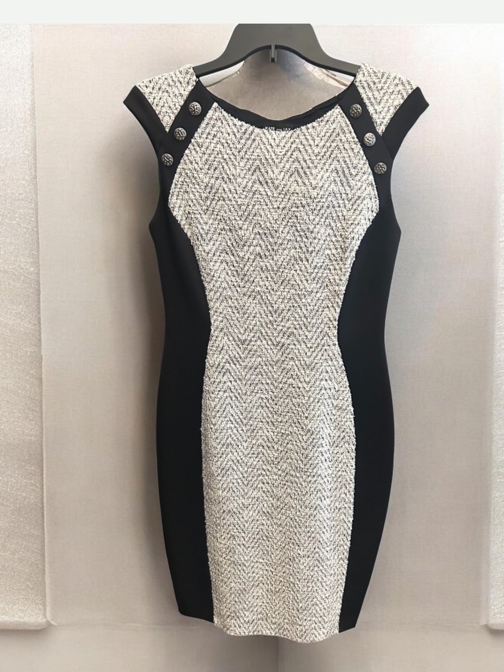Kate and Lily Black Tweed Midi Dress - Black stock photo is a bit different
